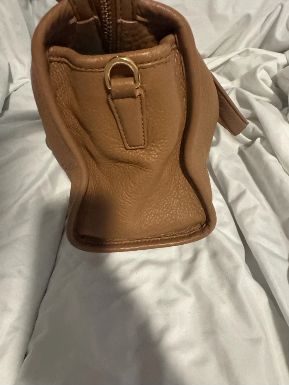 Tory Burch Cognac Leather Satchel with Gold Logo